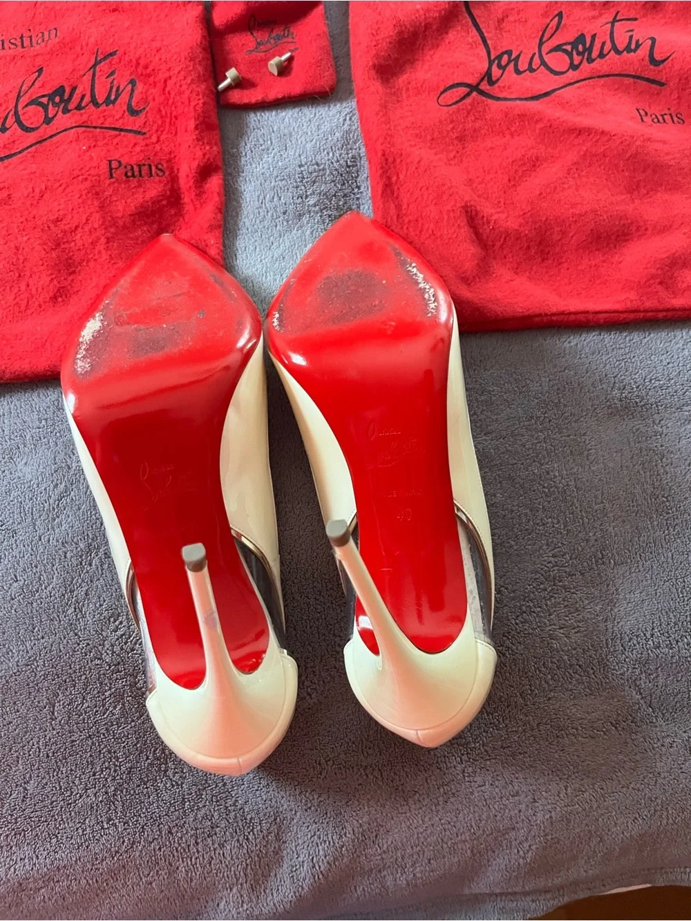 Christian Louboutin White Patent Leather Pointed Pumps